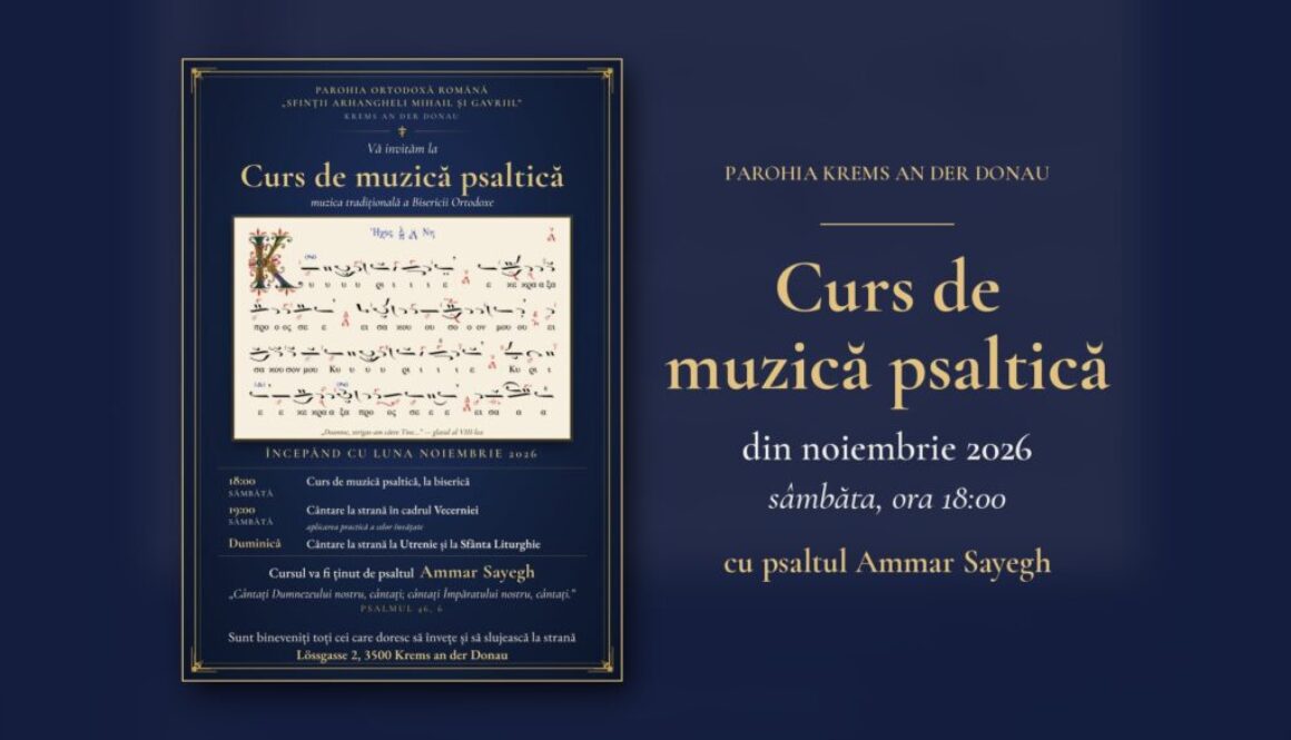 Curs de muzică psaltică în Parohia Ortodoxă Română din Krems, din noiembrie 2026